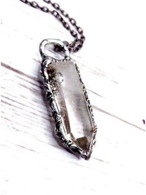 Quartz crystal necklace handmade jewelry
